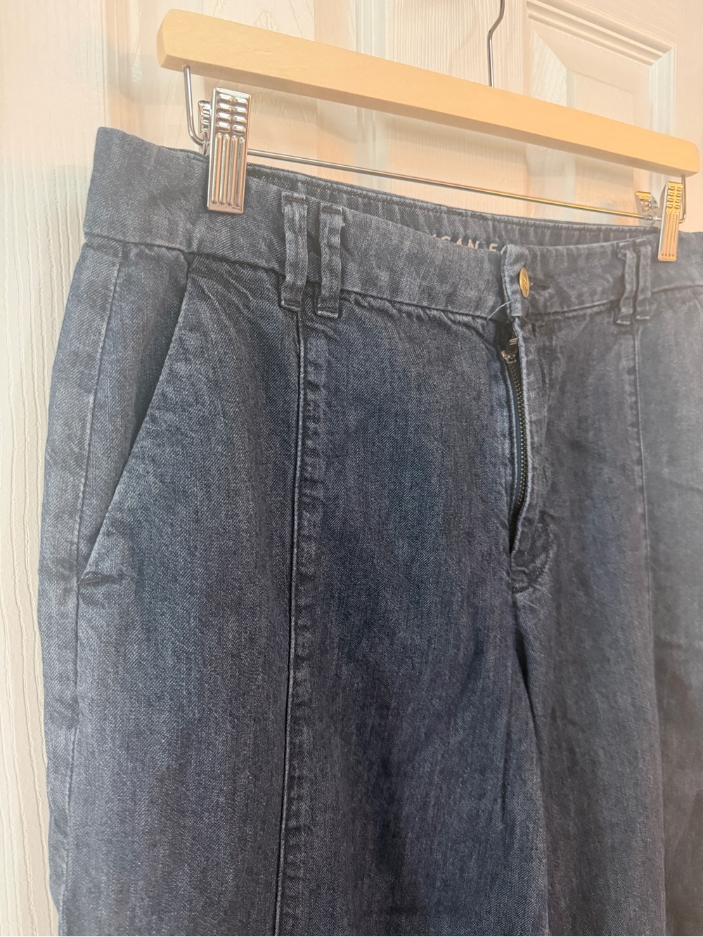 American Eagle Size 6 Dark Wash Wide Leg Jeans Front Seam - Picture 4 of 7